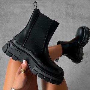 Simmi London Cary Black Chunky Ankle Boots - image 1